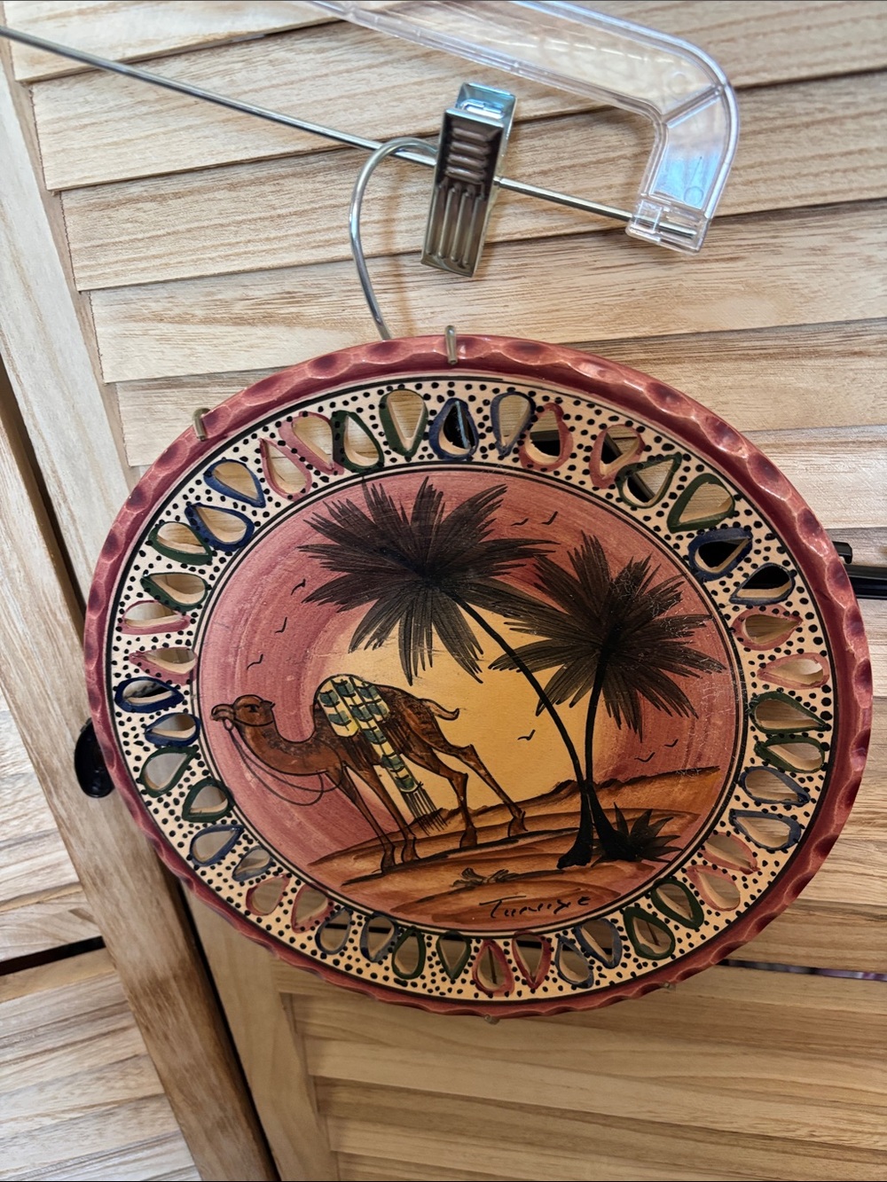 Handpainted Desert Camel Wall Plate - Terracotta & Green